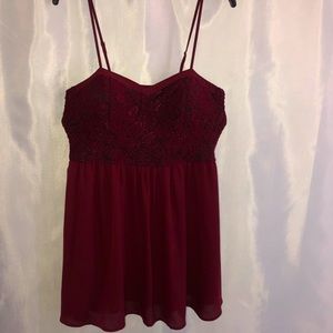 Maroon spaghetti strap mini dress